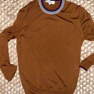 Salvatore Ferragamo Brown Sweater with Contrast Collar men’s med/small